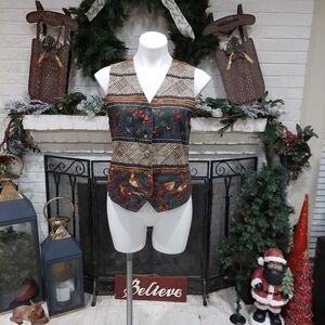 Vintage TALBOTS Women’s Peasant Vest Size S Fall Winter Theme 90s Prairie Casual